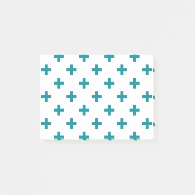 Bloco De Notas Teal polka cruza em branco (Frente)