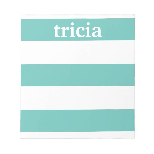 Bloco De Notas Teal Rugby Stripes Personalizadas (Frente)