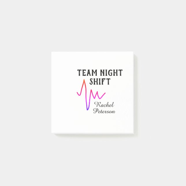 Bloco De Notas Team night shift nurse doctor medical name heart l (Frente)