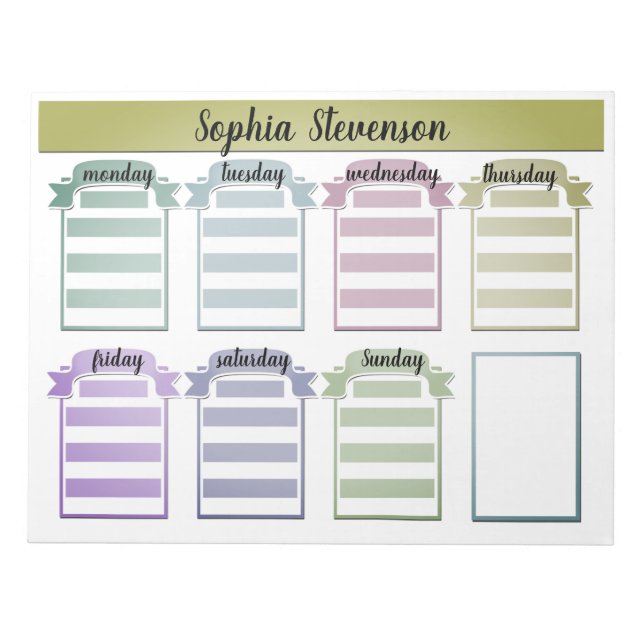 Bloco De Notas Tear off Calendar, create yourself, blue planner (Frente)