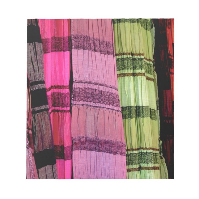 Bloco De Notas Tecido Rosa Verde Roxo (Frente)