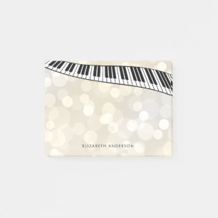 Bloco De Notas Teclado de piano moderno em Bokeh Dourado,