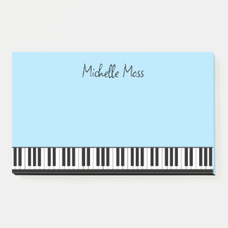 Bloco De Notas Teclado para Piano Musical Simples, Branco Azul