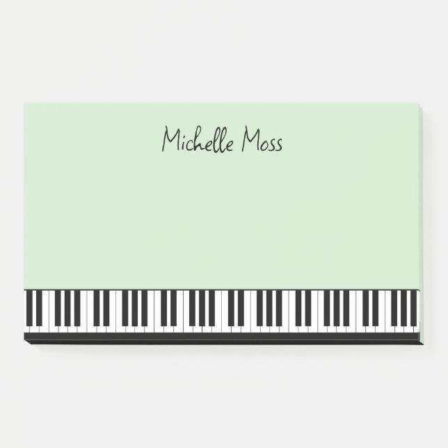 Bloco De Notas Teclado para Piano Musical Simples e Verde (Frente)