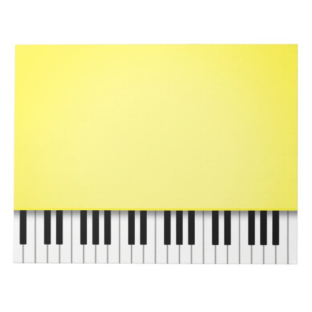 Bloco De Notas Teclado Piano Amarelo Brilhante 8,5x11 Música (Frente)
