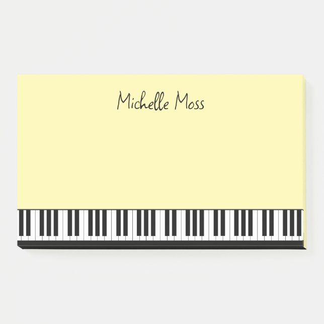 Bloco De Notas Teclado Piano Musical Simples - Amarelo Claro (Frente)