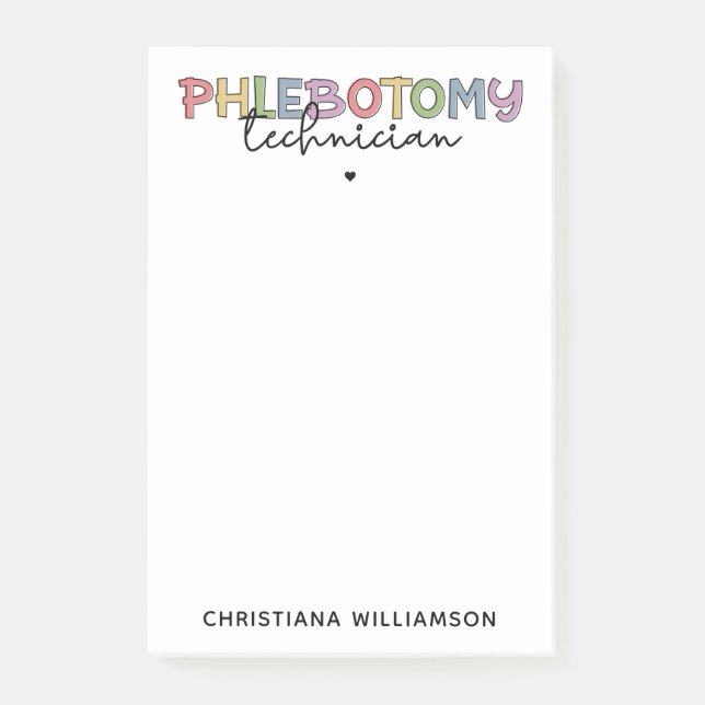 Bloco De Notas Tecnologia PBT Phlebotomy do Técnico Personalizado (Frente)