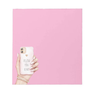 Bloco De Notas Telefone chic garota unhas rosa