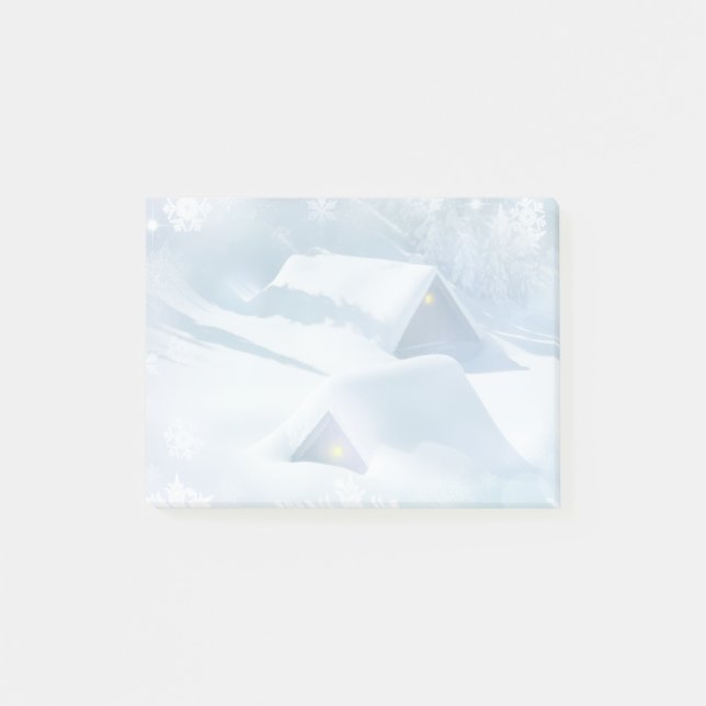 Bloco De Notas Telhado coberto de neve em uma floresta (Frente)