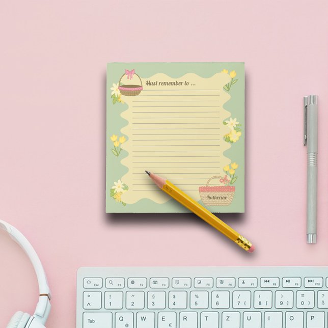 Bloco De Notas Tema da Coquette Florals & Basket Personalize (Criador carregado)