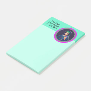 Bloco De Notas Tema da Cyber-Tecnologia - Mulher na Futurística d