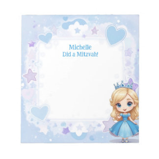 Bloco De Notas Tema da Princesa Azul - Loira Personalizada Mitzva