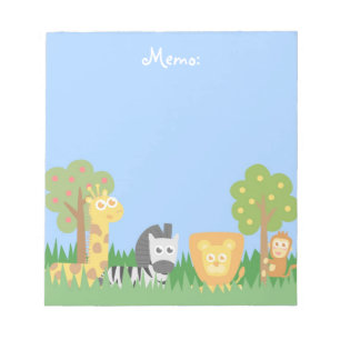 Bloco De Notas Tema de Animais de Safari Fofos e Coloridos