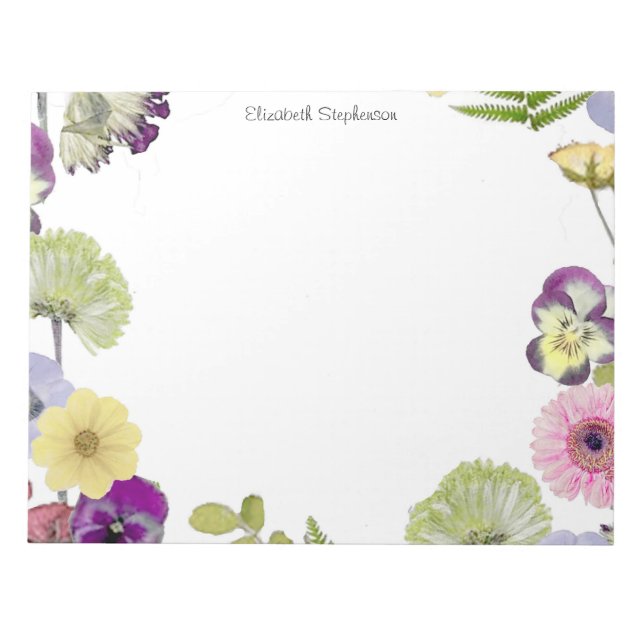 Bloco De Notas Tema de Flor Silvestre Nome Personalizado (Frente)