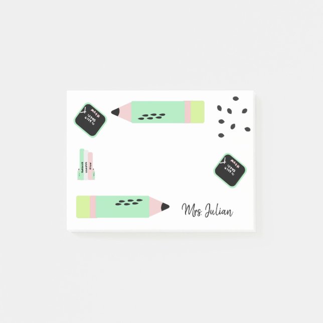 Bloco De Notas Tema de Melancia Volta às Aulas Nome dos Professor (Frente)