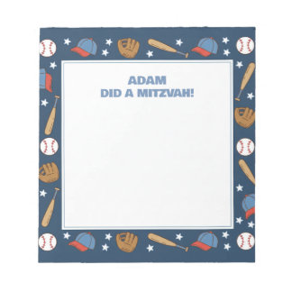 Bloco De Notas Tema do Esporte Blue Baseball Personalizado Mitzva
