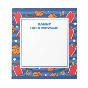 Bloco De Notas Tema do Esporte de Basquete Personalizado Mitzvah