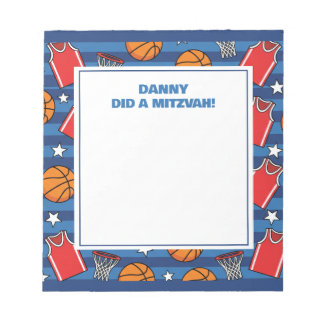 Bloco De Notas Tema do Esporte de Basquete Personalizado Mitzvah