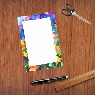 Bloco De Notas Tema Floral de Cor de Água Colorida Esplecida