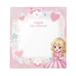 Bloco De Notas Tema princesa rosa loira personalizada Mitzvah