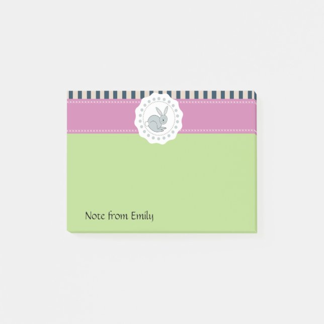 Bloco De Notas Tendência, bonitinho desenho de Páscoa, coelho eng (Frente)