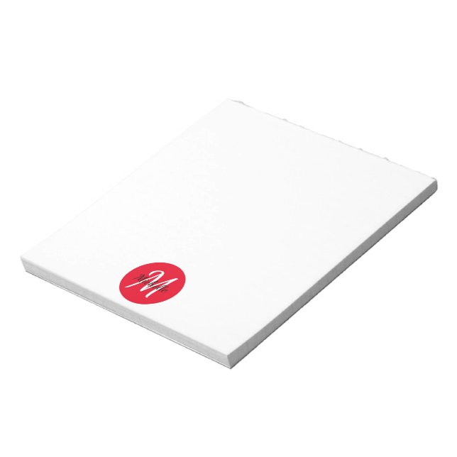 Bloco De Notas Tendência Clássica de Monograma Simples Vermelho e (Invertido)