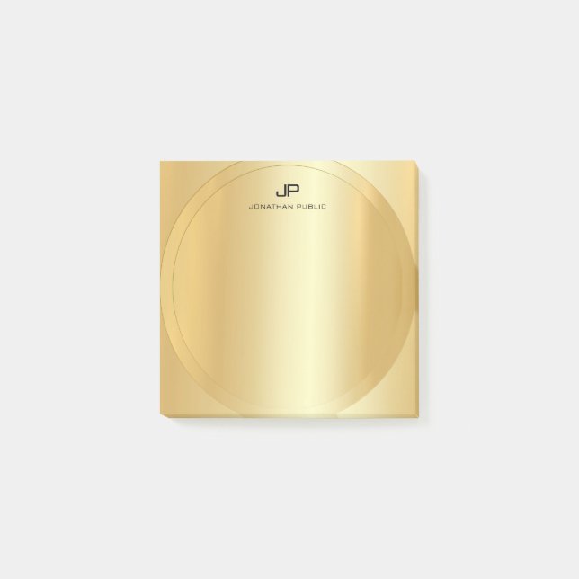 Bloco De Notas Tendência de Modelo Moderno Elegante Dourada Faux (Frente)