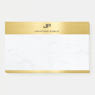 Bloco De Notas Tendência Elegante Dourado Modelo de mármore bra