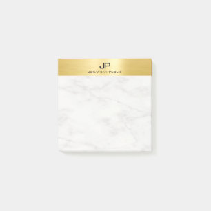 Bloco De Notas Tendência White Marble Elegante Dourado