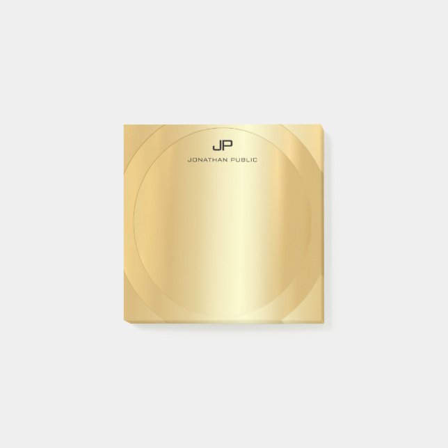 Bloco De Notas Tendy Faux, Dourado Elegante Moderno, Monograma (Frente)