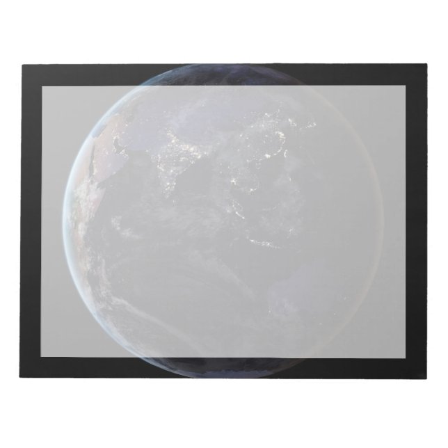 Bloco De Notas Terra De cheio Mostrando As Luzes Da Cidade Da Ási (Frente)