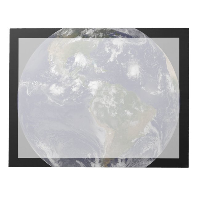 Bloco De Notas Terra De cheio Mostrando Tempestades Tropicais No  (Frente)