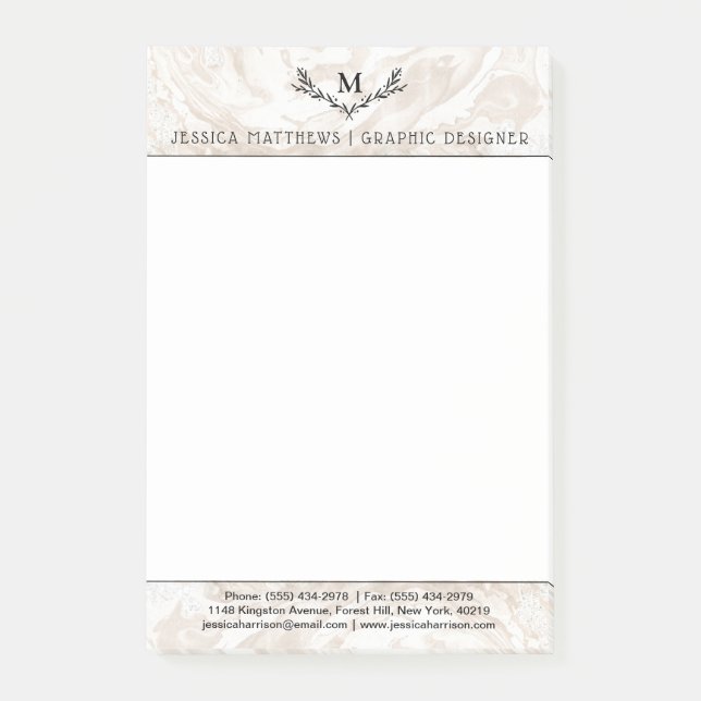 Bloco De Notas Terra do Monograma Moderno do Marble (Frente)