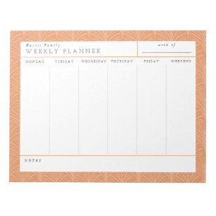 Bloco De Notas Terracotta Scallops Family Weekly Planner Notepad