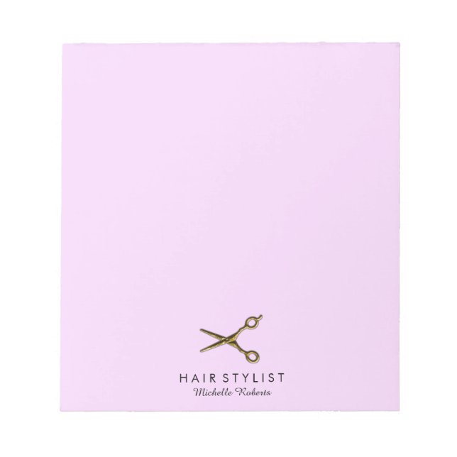 Bloco De Notas Tesoura Dourada Personalizada Trendida Salão de Ca (Frente)