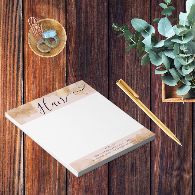 Bloco De Notas Tesoura Dourada rosa Hairdresser Hairstylist (Criador carregado)