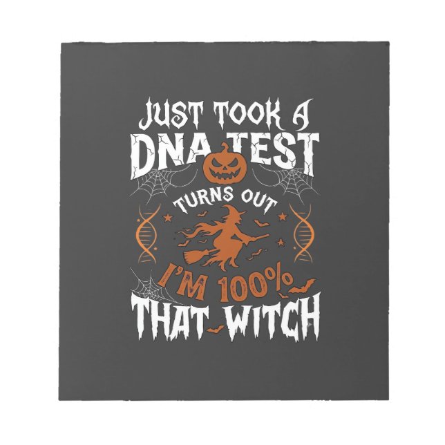 Bloco De Notas Teste de DNA Bruxa Halloween Abóbora Teia de Aranh (Frente)