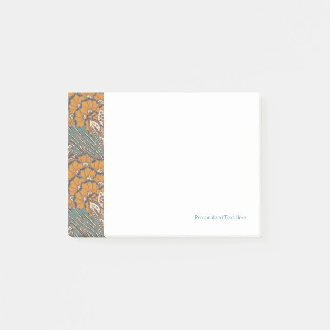 Bloco De Notas Teste padrão abstrato da pena do pavão (Frente)