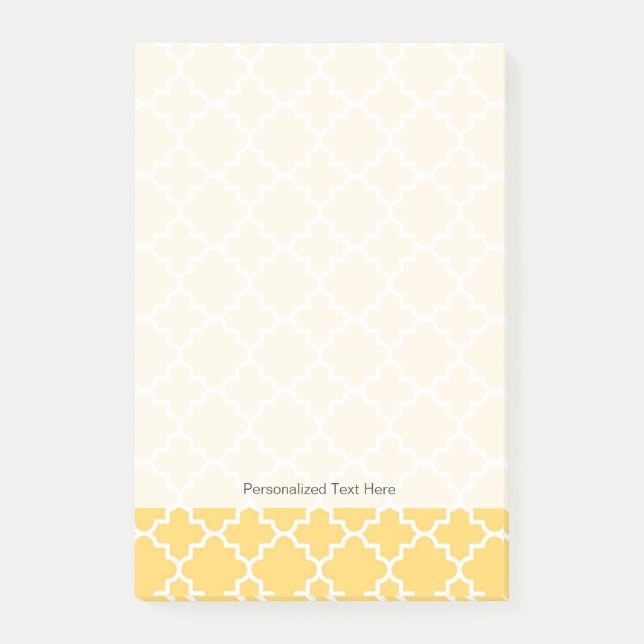 Bloco De Notas Teste padrão amarelo de Quatrefoil (Frente)