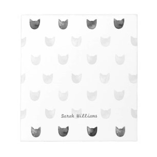 Bloco De Notas Teste padrão bonito chique preto e branco do gato