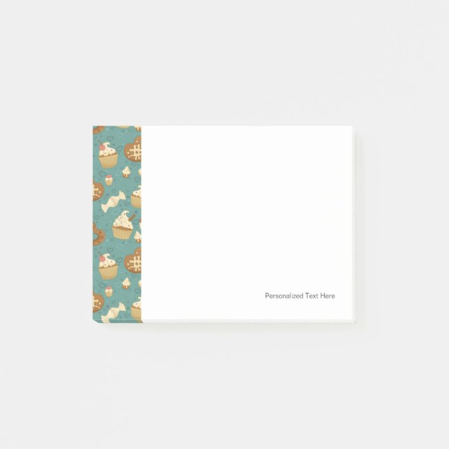 Bloco De Notas Teste padrão com cupcakes e doces (Frente)