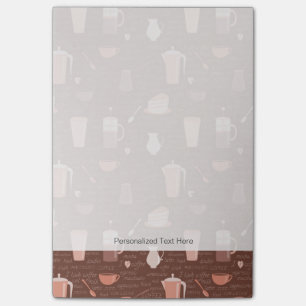 Bloco De Notas Teste padrão com elementos relacionados do café