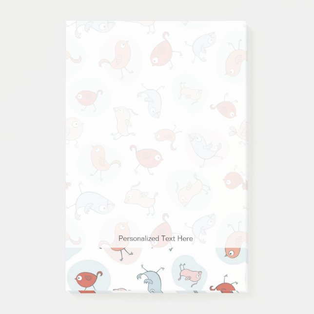 Bloco De Notas teste padrão com pássaros dos desenhos animados (Frente)