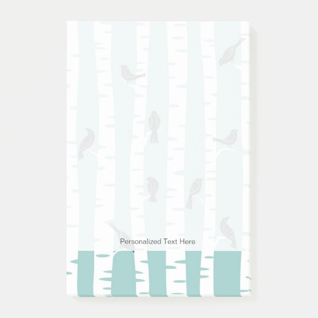 Bloco De Notas Teste padrão com pássaros e árvores (Frente)