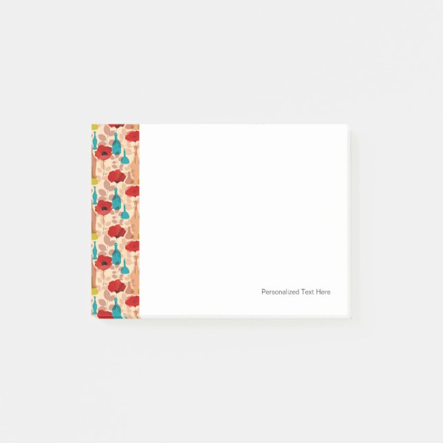 Bloco De Notas Teste padrão das flores, dos vasos e das garrafas (Frente)