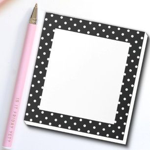 Bloco De Notas Teste padrão de bolinhas branco e preto