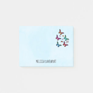 Bloco De Notas Teste padrão de borboletas colorido elegante no