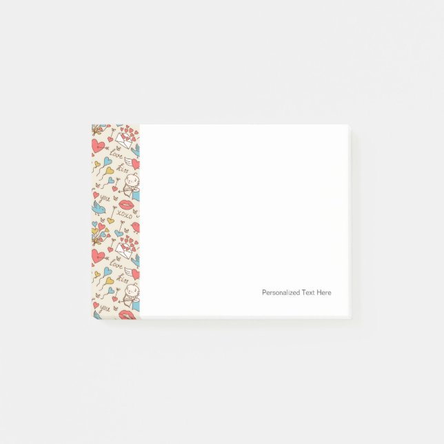 Bloco De Notas Teste padrão do dia dos namorados com Cupido (Frente)