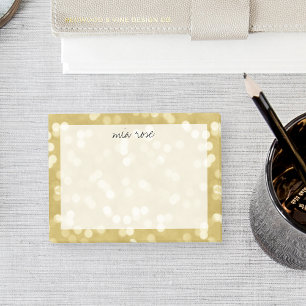 Bloco De Notas Teste padrão Dourado de Bokeh personalizado