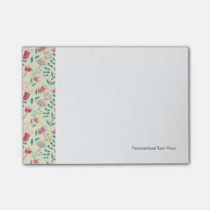 Bloco De Notas Teste padrão floral com gatos dos desenhos